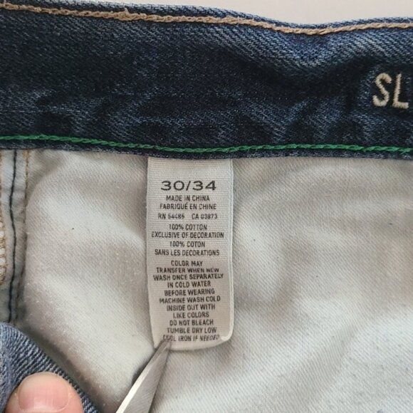 American Eagle Men's Slim Jeans Dark Blue Denim Fade 100% Cotton Size 30 X 34 - Picture 8 of 14